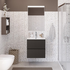 Тумба с раковиной подвесная BelBagno UNO-MINI-600-2C-SO-GSO Темно-Серый матовый, раковина белая BB-8099-3-60