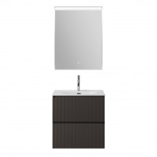 Тумба с раковиной подвесная BelBagno UNO-MINI-600-2C-SO-GSO Темно-Серый матовый, раковина белая BB-8099-3-60