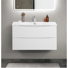 Тумба с раковиной подвесная BelBagno MARINO-CER-MINI-900-2C-SO-BO-P Bianco Opaco, раковина белая BB-8099-3-90