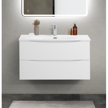 Тумба с раковиной подвесная BelBagno MARINO-CER-MINI-900-2C-SO-BO-P Bianco Opaco, раковина белая BB-8099-3-90 Тумба с раковиной подвесная BelBagno MARINO-CER-MINI-900-2C-SO-BO-P Bianco Opaco, раковина белая BB-8099-3-90