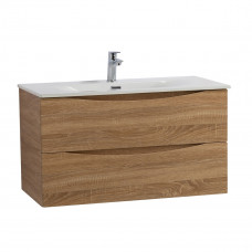 Тумба с раковиной подвесная BelBagno MARINO-CER-N-1000-2C-SO-WO-P Rovere Bianco, раковина белая BB-8099-100
