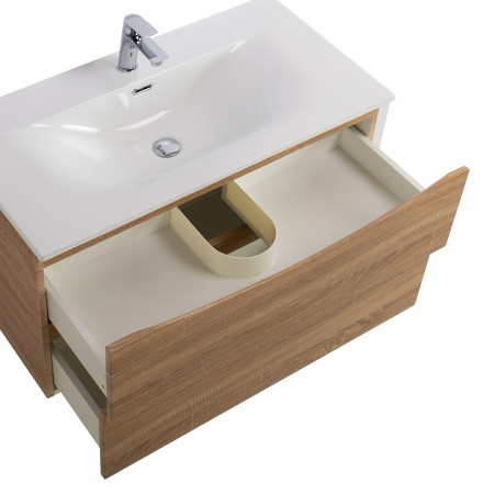 Тумба с раковиной подвесная BelBagno MARINO-CER-N-1000-2C-SO-WO-P Rovere Bianco, раковина белая BB-8099-100 Тумба с раковиной подвесная BelBagno MARINO-CER-N-1000-2C-SO-WO-P Rovere Bianco, раковина белая BB-8099-100