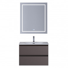 Тумба с раковиной подвесная BelBagno KRAFT-600-2C-SO-GSO Темно-Серый матовый, раковина белая BB-8099-60
