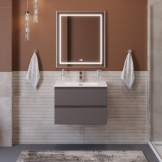 Тумба с раковиной подвесная BelBagno KRAFT-600-2C-SO-GSO Темно-Серый матовый, раковина белая BB-8099-60