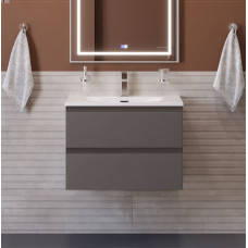 Тумба с раковиной подвесная BelBagno KRAFT-600-2C-SO-GSO Темно-Серый матовый, раковина белая BB-8099-60