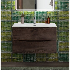 Тумба с раковиной подвесная BelBagno MARINO-CER-N-900-2C-SO-RNG-P Rovere Nature Grigio, раковина белая BB-8099-90
