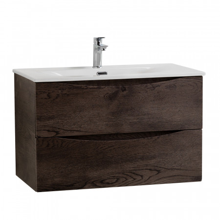 Тумба с раковиной подвесная BelBagno MARINO-CER-N-900-2C-SO-RNG-P Rovere Nature Grigio, раковина белая BB-8099-90 Тумба с раковиной подвесная BelBagno MARINO-CER-N-900-2C-SO-RNG-P Rovere Nature Grigio, раковина белая BB-8099-90