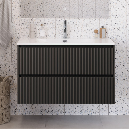 Тумба с раковиной подвесная BelBagno UNO-MINI-1000-2C-SO-GSO Темно-Серый матовый, раковина белая BB-8099-3-100 Тумба с раковиной подвесная BelBagno UNO-MINI-1000-2C-SO-GSO Темно-Серый матовый, раковина белая BB-8099-3-100