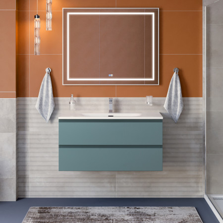 Тумба с раковиной подвесная BelBagno KRAFT-1000-2C-SO-AO Голубой матовый, раковина белая BB-8099-100 Тумба с раковиной подвесная BelBagno KRAFT-1000-2C-SO-AO Голубой матовый, раковина белая BB-8099-100
