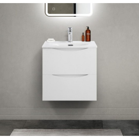 Тумба с раковиной подвесная BelBagno MARINO-CER-MINI-500-2C-SO-BO-P Bianco Opaco, раковина белая BB-8099-3-50 Тумба с раковиной подвесная BelBagno MARINO-CER-MINI-500-2C-SO-BO-P Bianco Opaco, раковина белая BB-8099-3-50