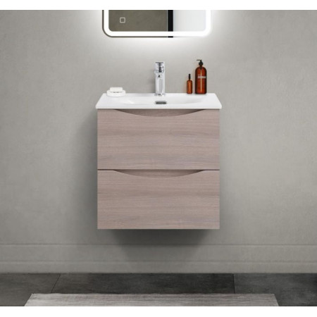 Тумба с раковиной подвесная BelBagno MARINO-CER-MINI-500-2C-SO-RG-P Rovere Grigio, раковина белая BB-8099-3-50 Тумба с раковиной подвесная BelBagno MARINO-CER-MINI-500-2C-SO-RG-P Rovere Grigio, раковина белая BB-8099-3-50