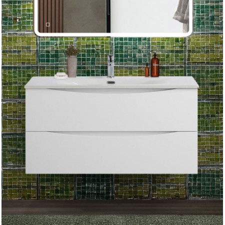 Тумба с раковиной подвесная BelBagno MARINO-CER-N-1000-2C-SO-BL-P Bianco Lucido, раковина белая BB-8099-100 Тумба с раковиной подвесная BelBagno MARINO-CER-N-1000-2C-SO-BL-P Bianco Lucido, раковина белая BB-8099-100