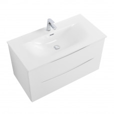 Тумба с раковиной подвесная BelBagno MARINO-CER-N-1000-2C-SO-BL-P Bianco Lucido, раковина белая BB-8099-100