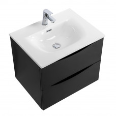 Тумба с раковиной подвесная BelBagno MARINO-CER-N-600-2C-SO-NL-P Nero Lucido, раковина белая BB-8099-60
