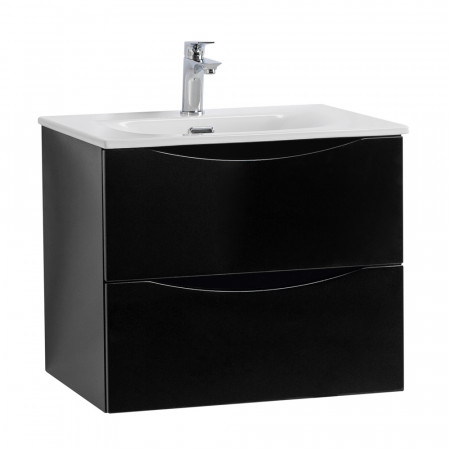 Тумба с раковиной подвесная BelBagno MARINO-CER-N-600-2C-SO-NL-P Nero Lucido, раковина белая BB-8099-60 Тумба с раковиной подвесная BelBagno MARINO-CER-N-600-2C-SO-NL-P Nero Lucido, раковина белая BB-8099-60