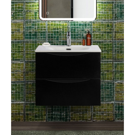 Тумба с раковиной подвесная BelBagno MARINO-CER-N-600-2C-SO-NL-P Nero Lucido, раковина белая BB-8099-60 Тумба с раковиной подвесная BelBagno MARINO-CER-N-600-2C-SO-NL-P Nero Lucido, раковина белая BB-8099-60