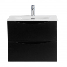 Тумба с раковиной подвесная BelBagno MARINO-CER-N-600-2C-SO-NL-P Nero Lucido, раковина белая BB-8099-60