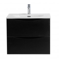 Тумба с раковиной подвесная BelBagno MARINO-CER-N-600-2C-SO-NL-P Nero Lucido, раковина белая BB-8099-60