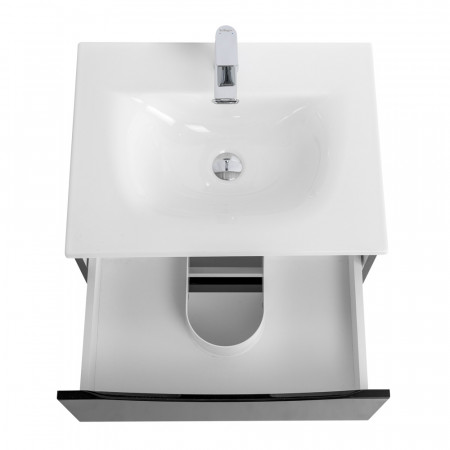 Тумба с раковиной подвесная BelBagno MARINO-CER-N-600-2C-SO-NL-P Nero Lucido, раковина белая BB-8099-60 Тумба с раковиной подвесная BelBagno MARINO-CER-N-600-2C-SO-NL-P Nero Lucido, раковина белая BB-8099-60