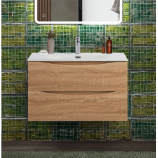 Тумба с раковиной подвесная BelBagno MARINO-CER-N-900-2C-SO-WO-P Rovere Bianco, раковина белая BB-8099-90