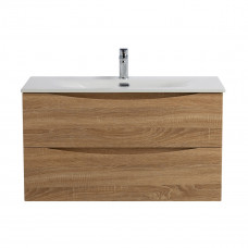 Тумба с раковиной подвесная BelBagno MARINO-CER-N-900-2C-SO-WO-P Rovere Bianco, раковина белая BB-8099-90