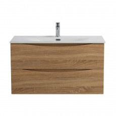 Тумба с раковиной подвесная BelBagno MARINO-CER-N-900-2C-SO-WO-P Rovere Bianco, раковина белая BB-8099-90