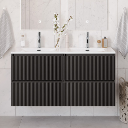 Тумба с раковиной подвесная BelBagno UNO-1200-4C-SO-GSO Темно-Серый матовый, раковина белая BB-8099-120-2 с 2-я чашами Тумба с раковиной подвесная BelBagno UNO-1200-4C-SO-GSO Темно-Серый матовый, раковина белая BB-8099-120-2 с 2-я чашами