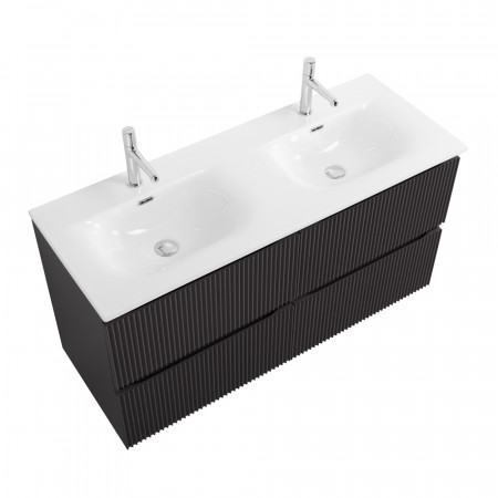Тумба с раковиной подвесная BelBagno UNO-1200-4C-SO-GSO Темно-Серый матовый, раковина белая BB-8099-120-2 с 2-я чашами Тумба с раковиной подвесная BelBagno UNO-1200-4C-SO-GSO Темно-Серый матовый, раковина белая BB-8099-120-2 с 2-я чашами