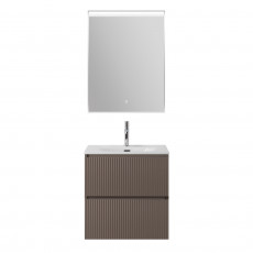 Тумба с раковиной подвесная BelBagno UNO-MINI-600-2C-SO-СO Бежевый матовый, раковина белая BB-8099-3-60