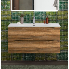 Тумба с раковиной подвесная BelBagno MARINO-CER-N-1000-2C-SO-RR-P Rovere Rustico, раковина белая BB-8099-100