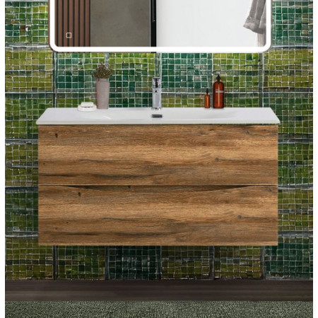 Тумба с раковиной подвесная BelBagno MARINO-CER-N-1000-2C-SO-RR-P Rovere Rustico, раковина белая BB-8099-100 Тумба с раковиной подвесная BelBagno MARINO-CER-N-1000-2C-SO-RR-P Rovere Rustico, раковина белая BB-8099-100