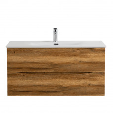 Тумба с раковиной подвесная BelBagno MARINO-CER-N-1000-2C-SO-RR-P Rovere Rustico, раковина белая BB-8099-100