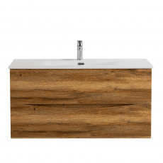 Тумба с раковиной подвесная BelBagno MARINO-CER-N-1000-2C-SO-RR-P Rovere Rustico, раковина белая BB-8099-100