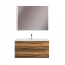 Тумба с раковиной подвесная BelBagno MARINO-CER-N-1000-2C-SO-RR-P Rovere Rustico, раковина белая BB-8099-100