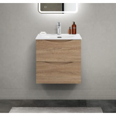 Тумба с раковиной подвесная BelBagno MARINO-CER-MINI-500-2C-SO-WO-P Rovere Bianco, раковина белая BB-8099-3-50