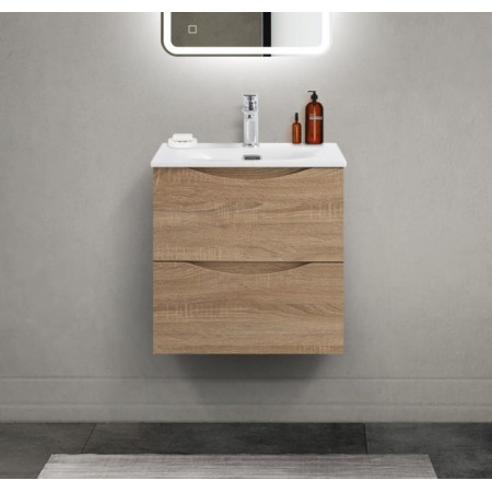 Тумба с раковиной подвесная BelBagno MARINO-CER-MINI-500-2C-SO-WO-P Rovere Bianco, раковина белая BB-8099-3-50 Тумба с раковиной подвесная BelBagno MARINO-CER-MINI-500-2C-SO-WO-P Rovere Bianco, раковина белая BB-8099-3-50