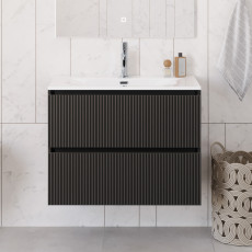 Тумба с раковиной подвесная BelBagno UNO-900-2C-SO-GSO Темно-Серый матовый, раковина белая BB-8099-90