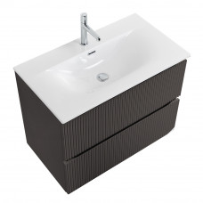 Тумба с раковиной подвесная BelBagno UNO-900-2C-SO-GSO Темно-Серый матовый, раковина белая BB-8099-90