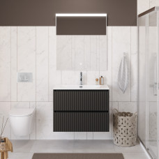 Тумба с раковиной подвесная BelBagno UNO-900-2C-SO-GSO Темно-Серый матовый, раковина белая BB-8099-90