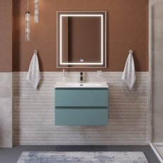 Тумба с раковиной подвесная BelBagno KRAFT-700-2C-SO-AO Голубой матовый, раковина белая BB700ETL