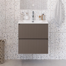 Тумба с раковиной подвесная BelBagno UNO-MINI-600-2C-SO-СO Бежевый матовый, раковина белая BB-8099-3-50