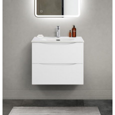 Тумба с раковиной подвесная BelBagno MARINO-CER-MINI-600-2C-SO-BL-P Bianco Lucido, раковина белая BB-8099-3-60