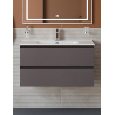 Тумба с раковиной подвесная BelBagno KRAFT-800-2C-SO-GSO Темно-Серый матовый, раковина белая BB800ETL