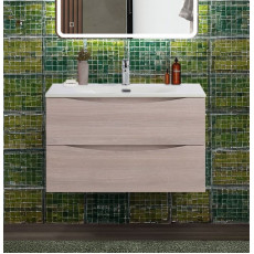 Тумба с раковиной подвесная BelBagno MARINO-CER-N-900-2C-SO-RG-P Rovere Grigio, раковина белая BB-8099-90
