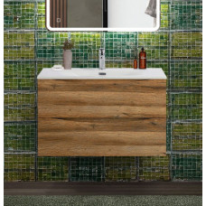 Тумба с раковиной подвесная BelBagno MARINO-CER-N-900-2C-SO-RR-P Rovere Rustico, раковина белая BB-8099-90
