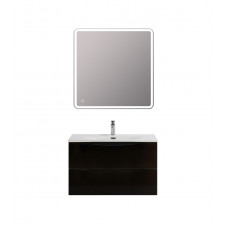 Тумба с раковиной подвесная BelBagno MARINO-CER-N-900-2C-SO-NL-P Nero Lucido, раковина белая BB-8099-90