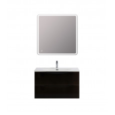 Тумба с раковиной подвесная BelBagno MARINO-CER-N-900-2C-SO-NL-P Nero Lucido, раковина белая BB-8099-90