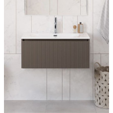 Тумба с раковиной подвесная BelBagno UNO-800-1C-SO-СO Бежевый матовый, раковина белая BB-8099-80