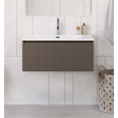 Тумба с раковиной подвесная BelBagno UNO-800-1C-SO-СO Бежевый матовый, раковина белая BB-8099-80