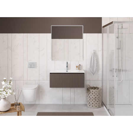 Тумба с раковиной подвесная BelBagno UNO-800-1C-SO-СO Бежевый матовый, раковина белая BB-8099-80 Тумба с раковиной подвесная BelBagno UNO-800-1C-SO-СO Бежевый матовый, раковина белая BB-8099-80